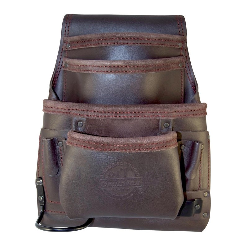 Graintex OS2220 10 Pocket Oil Tanned Leather Nail & Tool Pouch Dark Brown Color for Constructor/Electrician/Plumber - Image 1